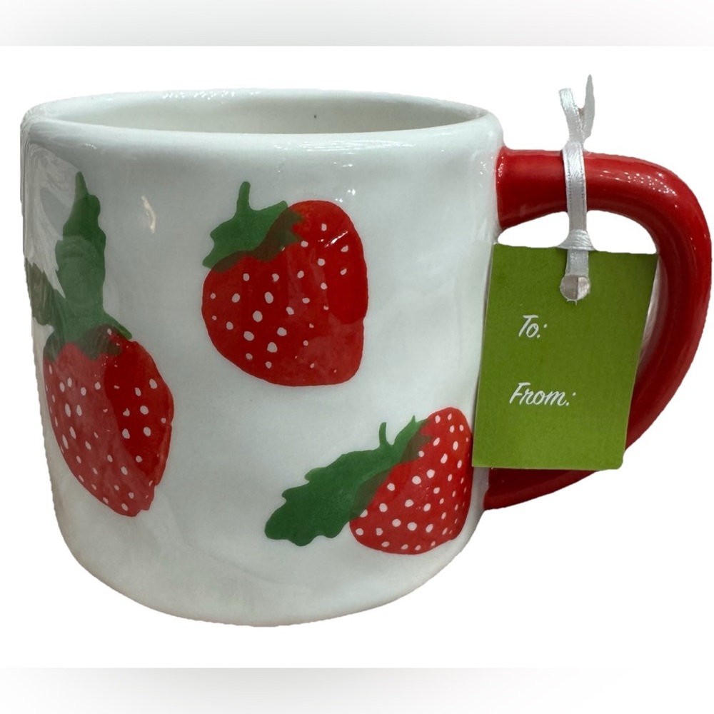 HAND PAINTED SPRING/SUMMER COFFEE MUG W/STRAWBERRIES by LANG NEW